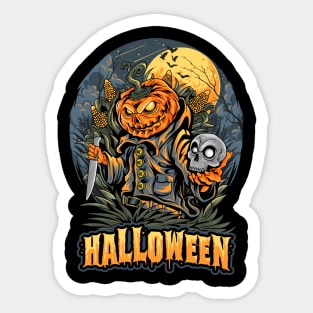 HALLOWEEN PUMPKIN & SKULL DESIGN Sticker